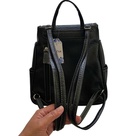 NWT MultiSac Vegan Leather Multipockets Stylish Black Major Backpack - Picture 15 of 17